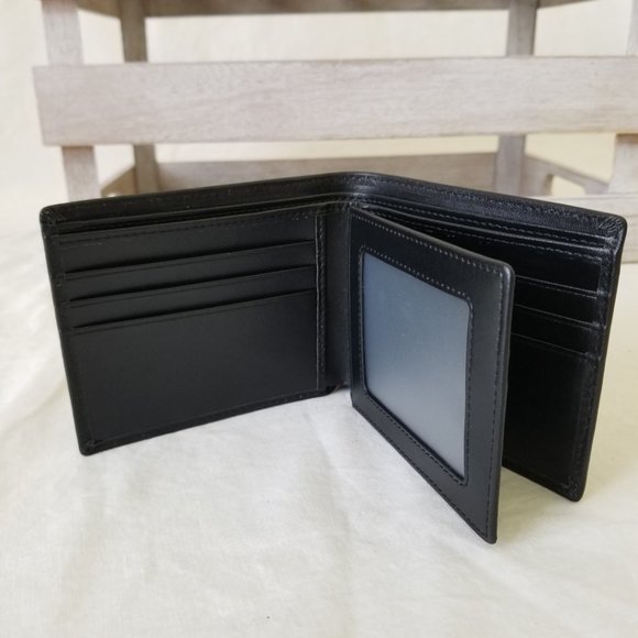 NWT! ANDOILT Black Leather Bifold Slim Wallet w/RFID Blocking and Storage Pouch - Picture 4 of 11